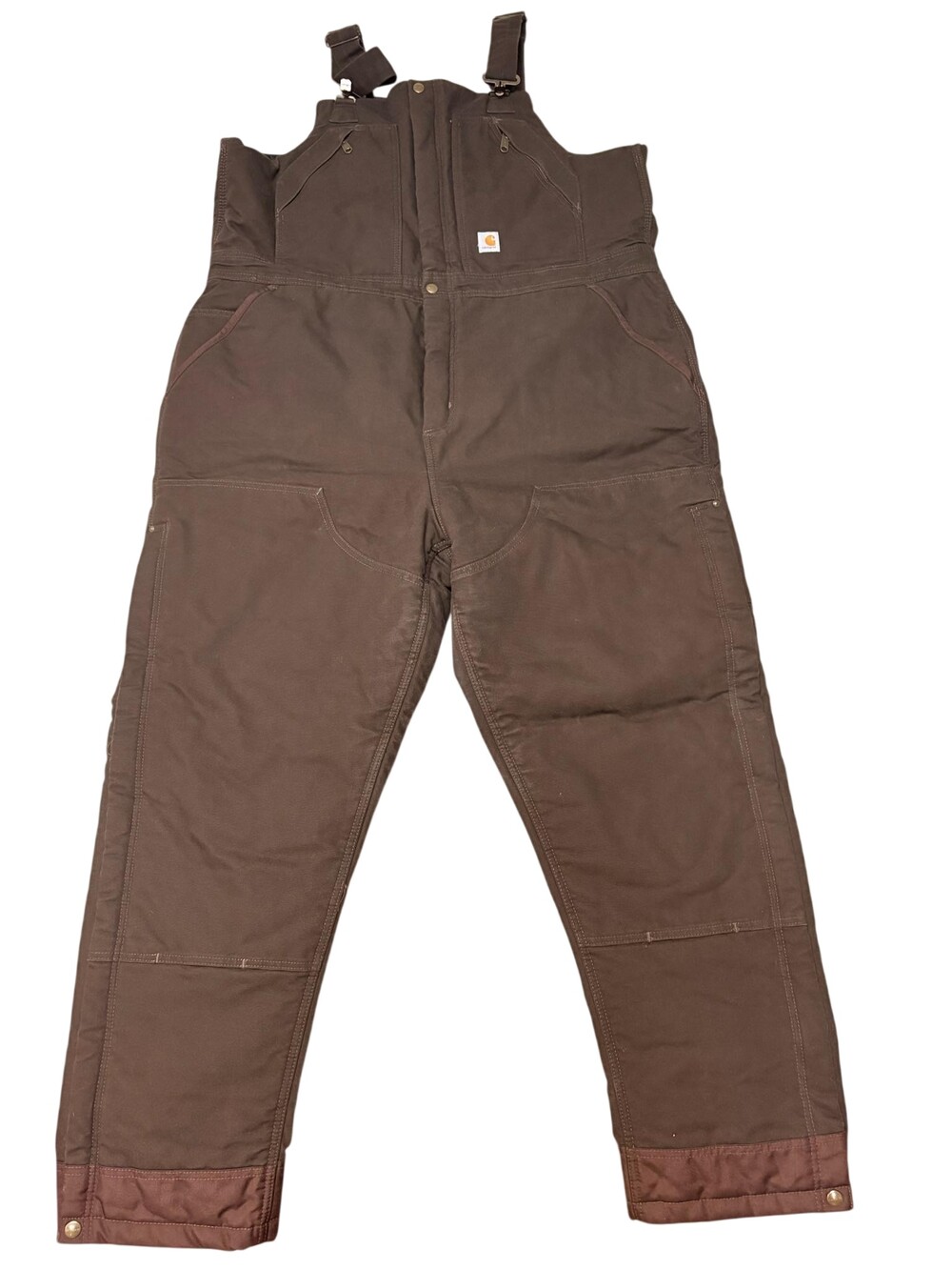 Carhartt Bib Overalls Mens Brown Canvas Quilted Lined Insulated Workwear XXXL